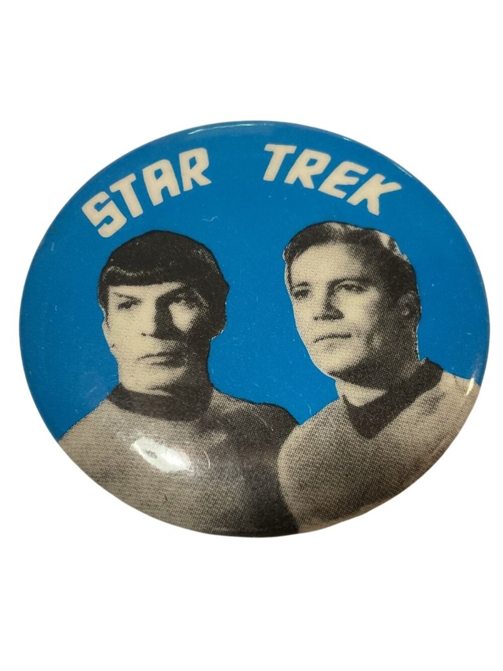 Vtg Star Trek Pinback Button Spock & Captain Kirk Collectible Memorabilia 2"D